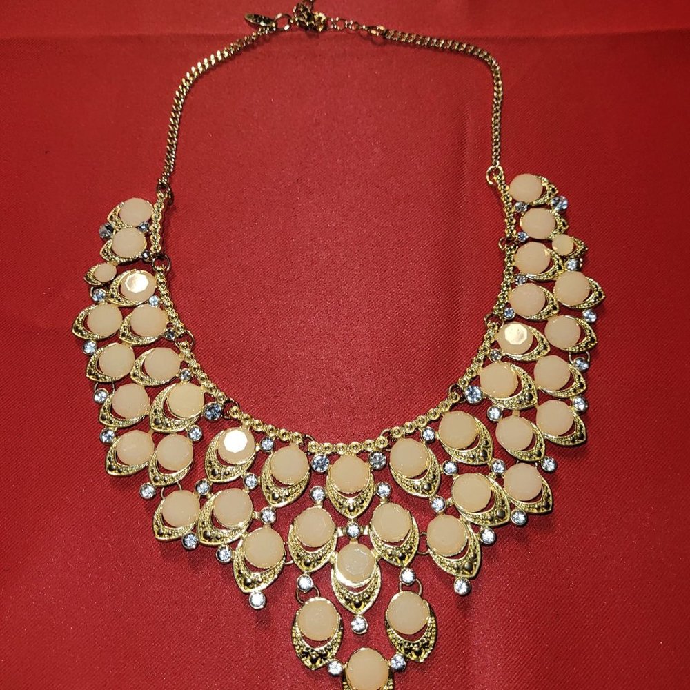 NY&Co. Ivory, Gold, Diamond Bib Necklace